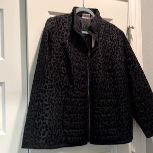 Chicos flocked animal quilted jacket. Size 3 never worn with tags. Zipper front